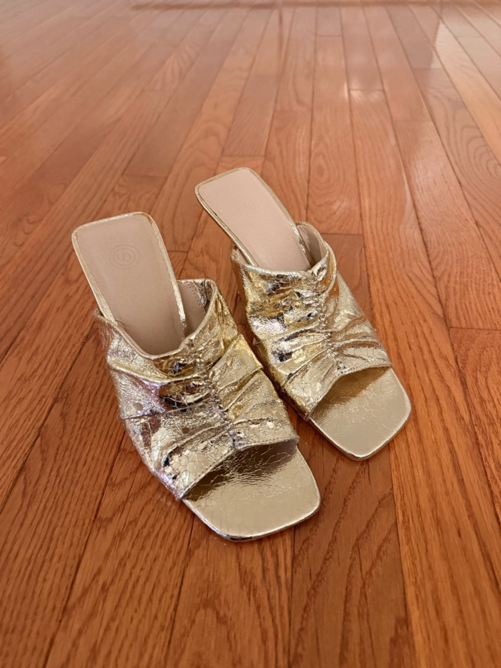 Gold Metallic Open-Toe Mule Sandals